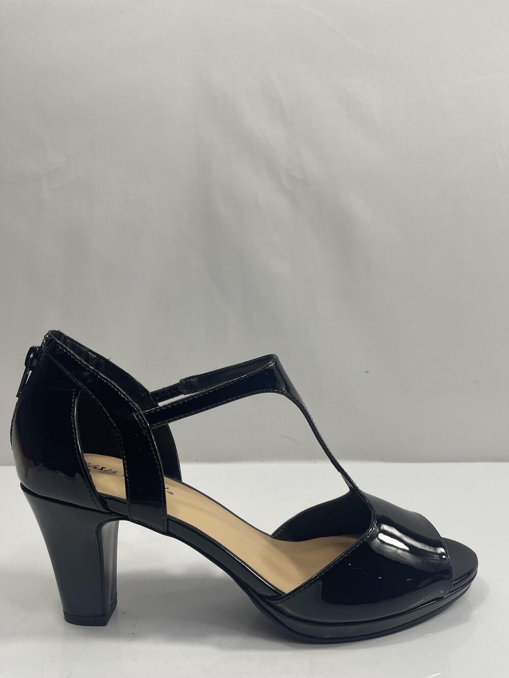 Easy Street Shoes Women's Size 11 Black Patent Flash Strappy Heel Sandals Dress